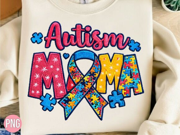 Autism Mama Embroidery Effect Puzzle PNG Review
