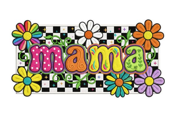 Groovy Checker Embroidery Mama Daisy PNG Review
