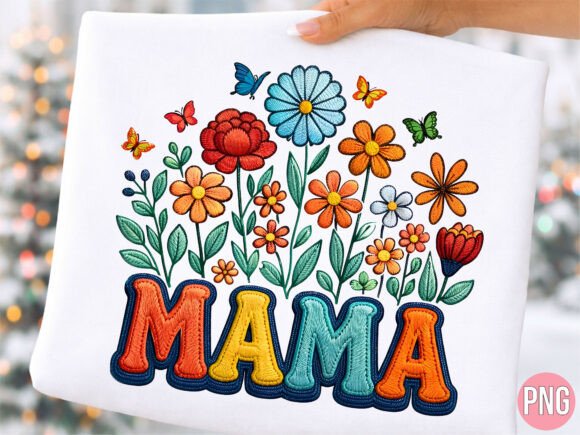 Mama Retro Floral Embroidery Art PNG Review