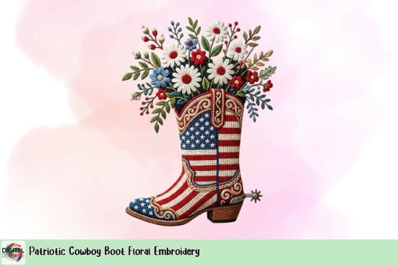 Patriotic Cowboy Boot Floral Embroidery Review