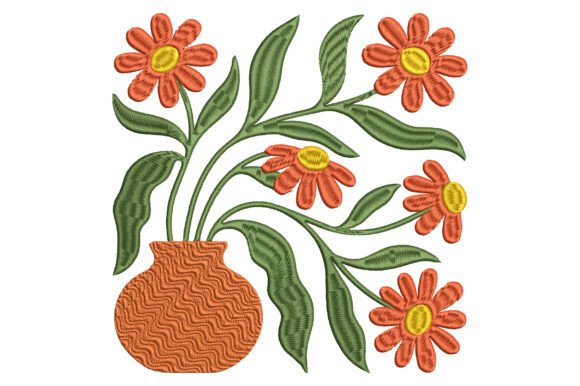 Retro Flower Vase Embroidery Design Review