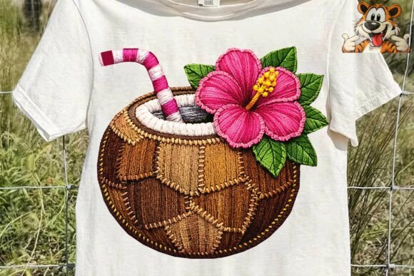 Tropical Coconut Drink Embroidery PNG Review