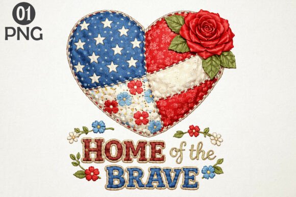 USA Flag Heart Patriotic Embroidery PNG Review